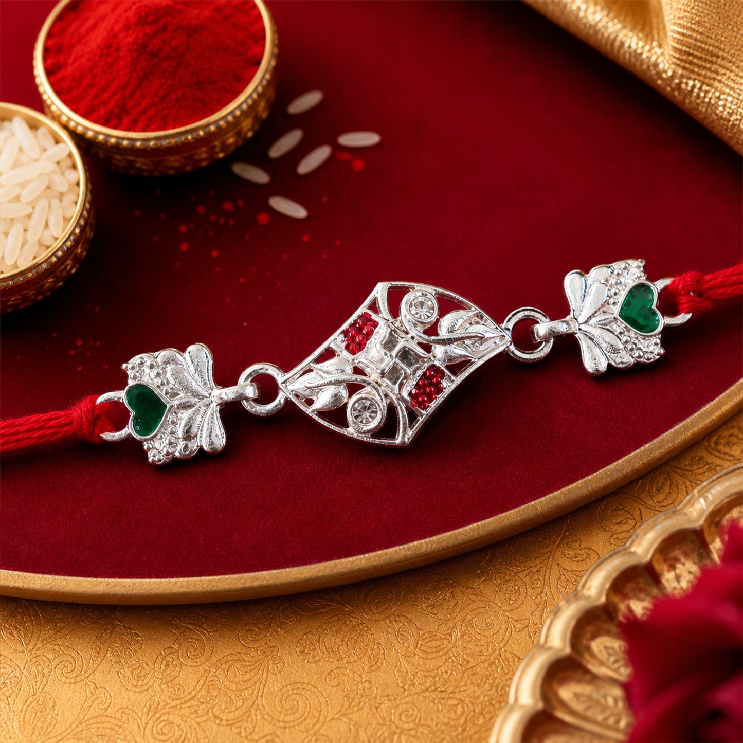 Religious Swastik Rakhi with Enamel Work Rakhi for Brother