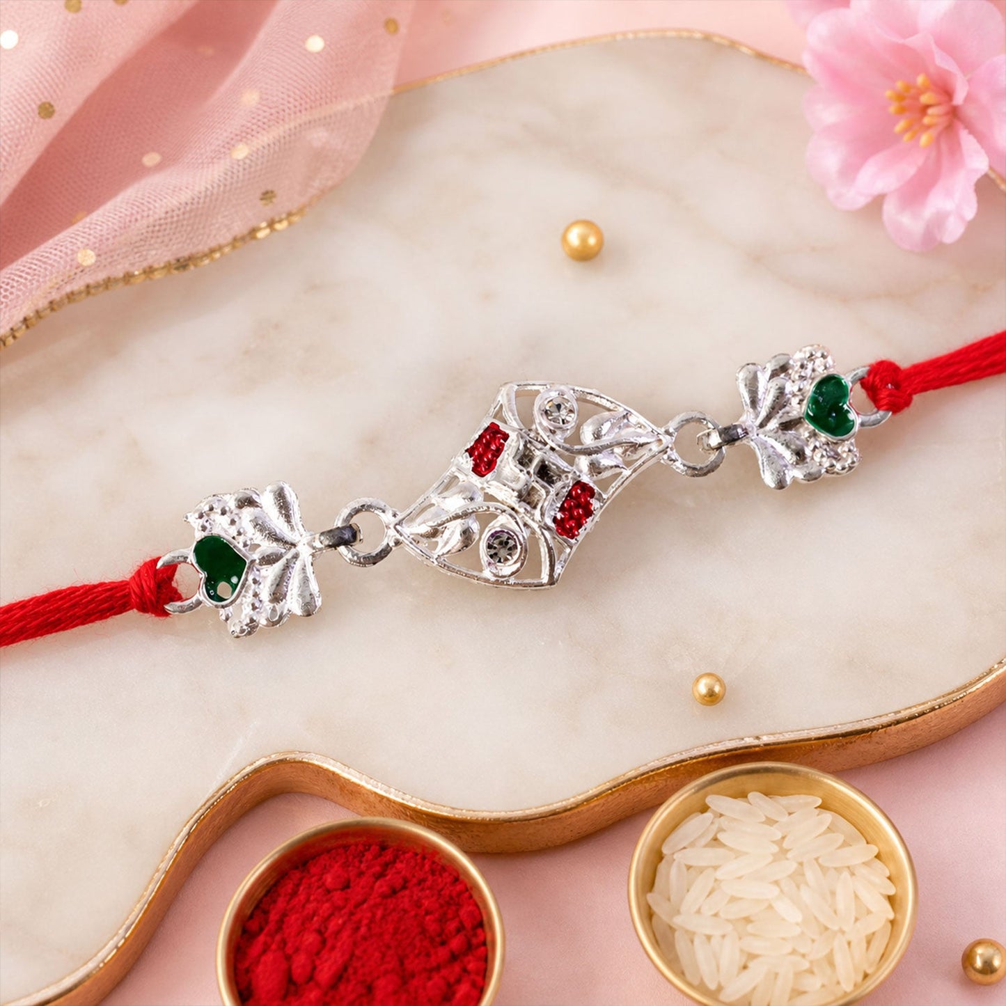 Religious Swastik Rakhi with Enamel Work Rakhi for Brother