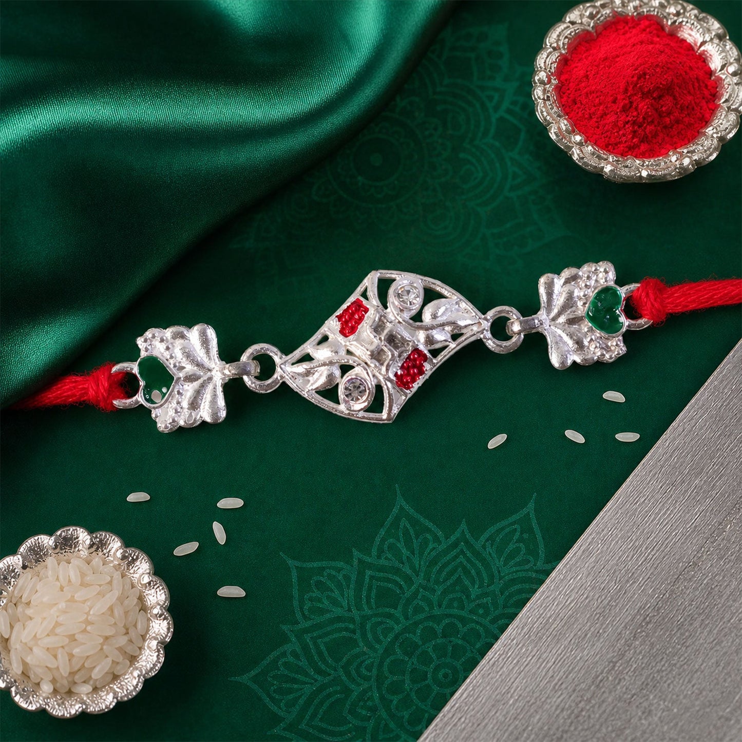 Religious Swastik Rakhi with Enamel Work Rakhi for Brother