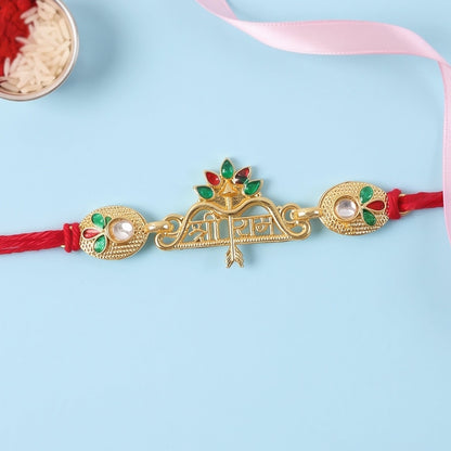 Shree Ram Floral Charm Rakhi for Brother Bhai Raksha Bandhan Festival Special Gift
