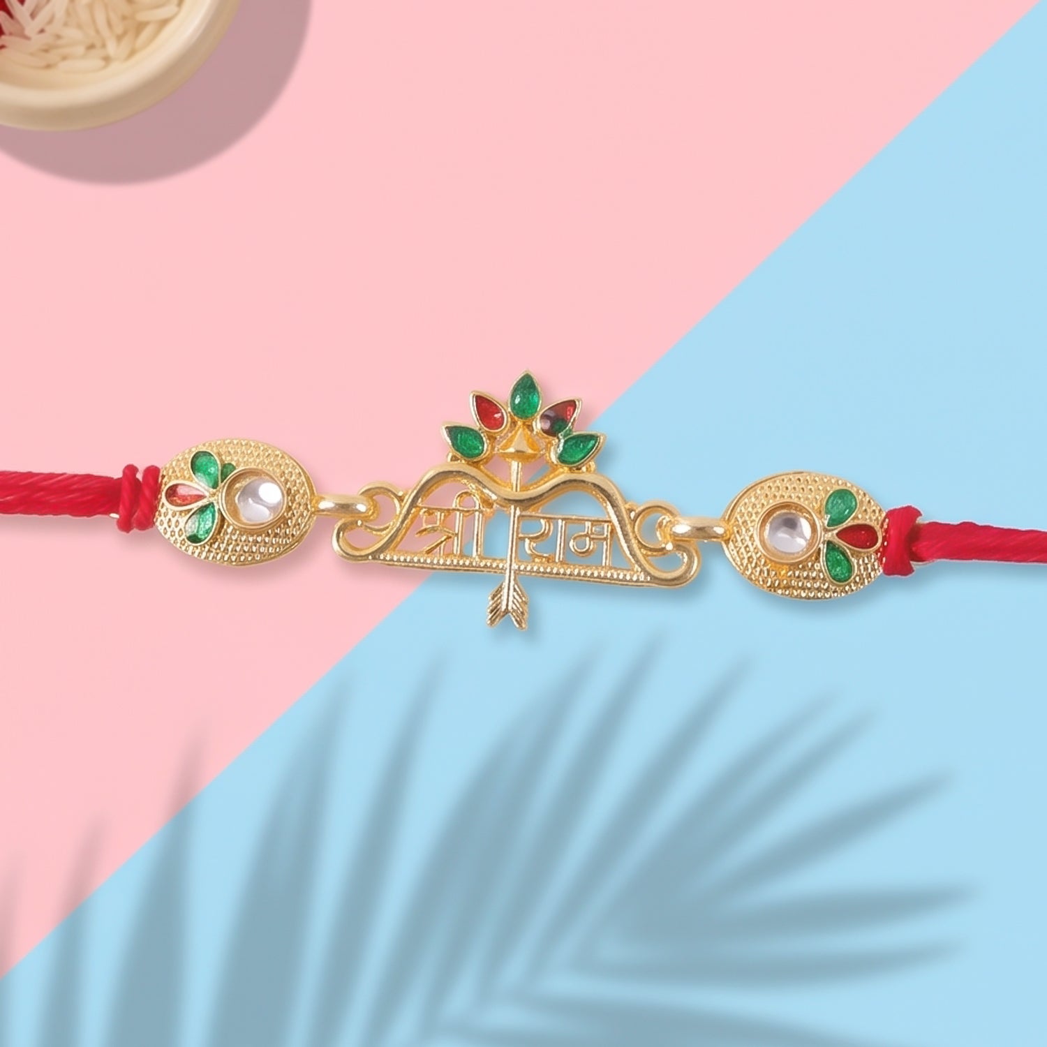 Shree Ram Floral Charm Rakhi for Brother Bhai Raksha Bandhan Festival Special Gift