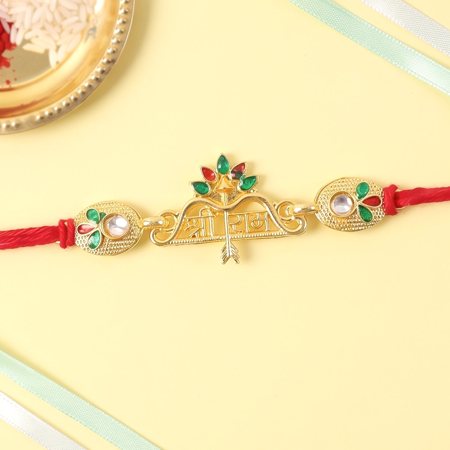 Shree Ram Floral Charm Rakhi for Brother Bhai Raksha Bandhan Festival Special Gift