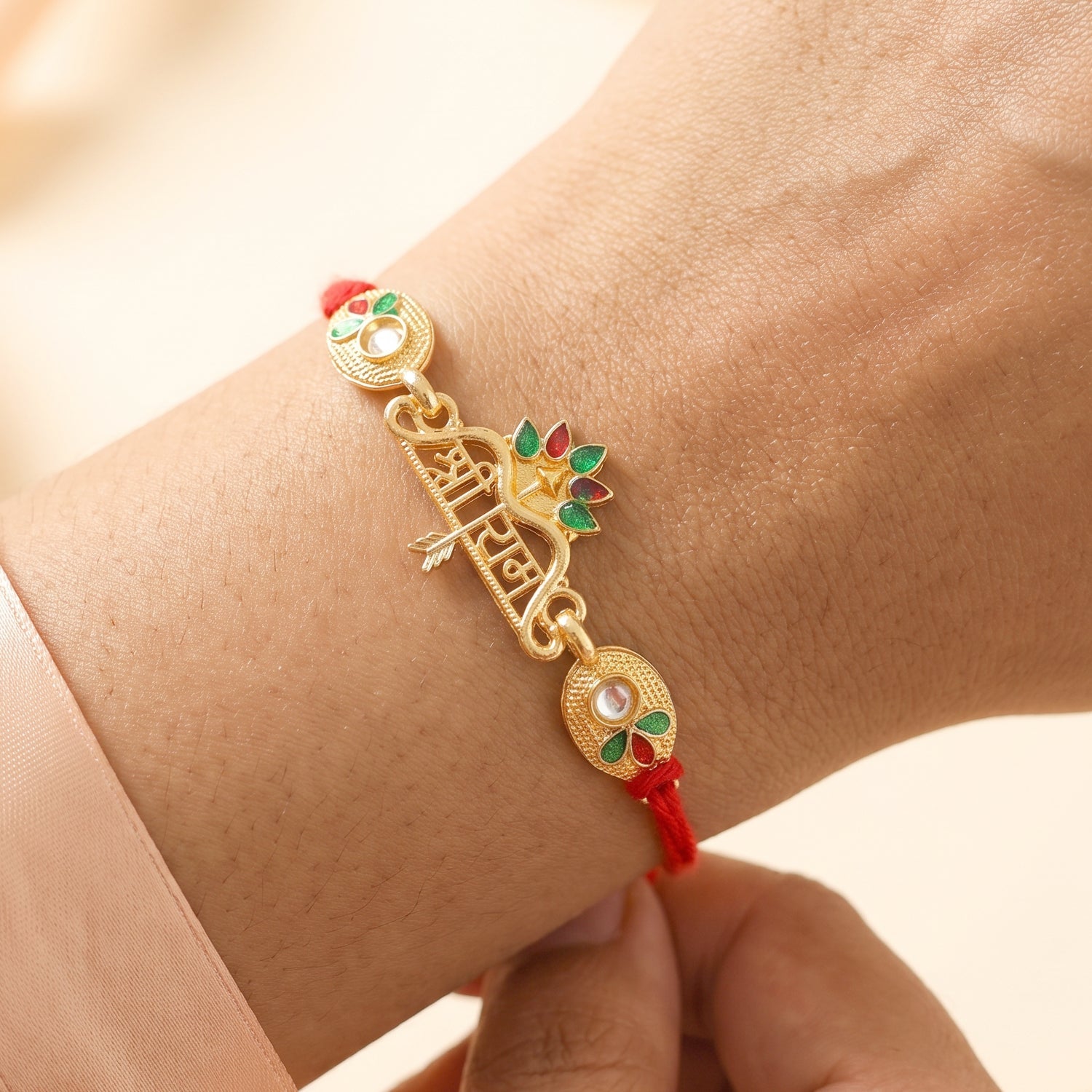 Shree Ram Floral Charm Rakhi for Brother Bhai Raksha Bandhan Festival Special Gift