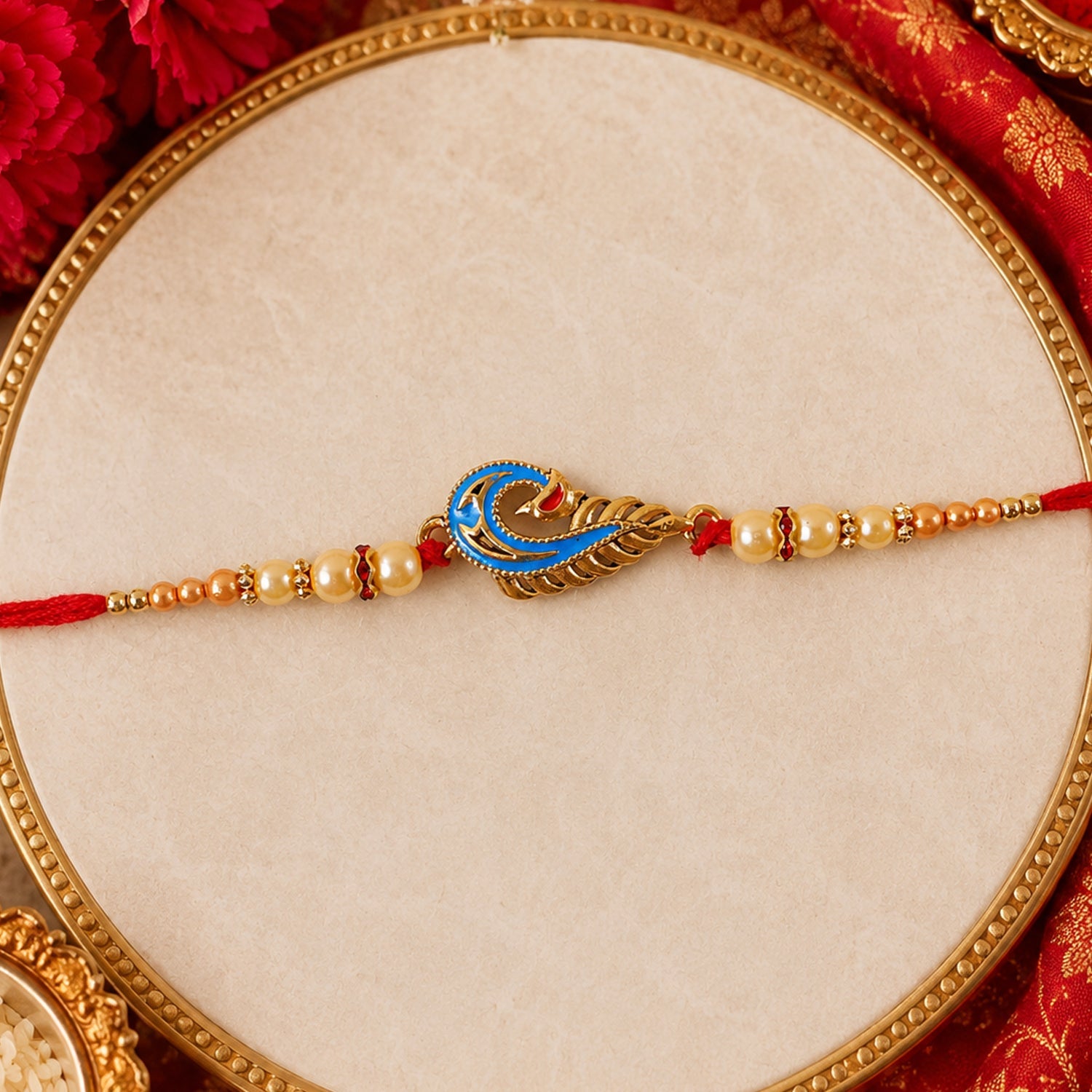 Blue Peacock Meenakari Rakhi for Brother Bhai Raksha Bandhan Festival Special Gift