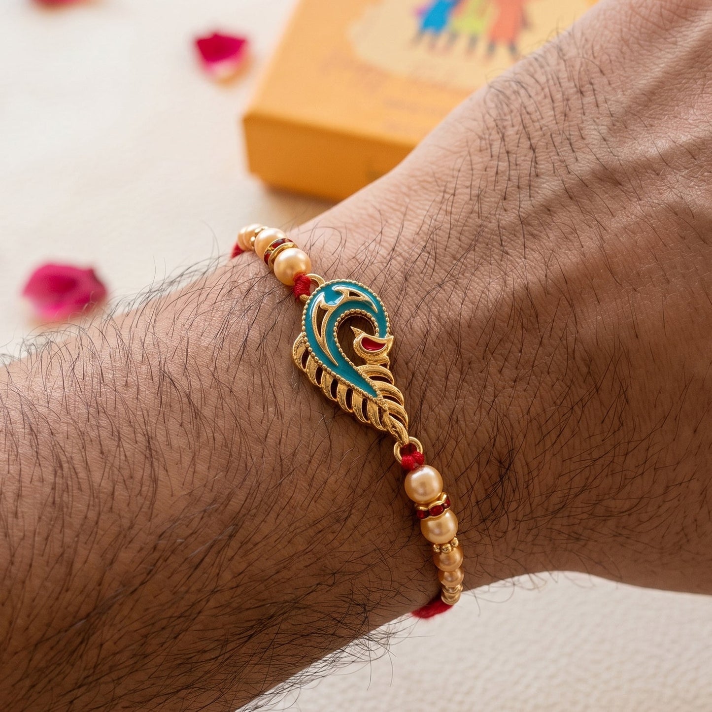 Blue Peacock Meenakari Rakhi for Brother Bhai Raksha Bandhan Festival Special Gift