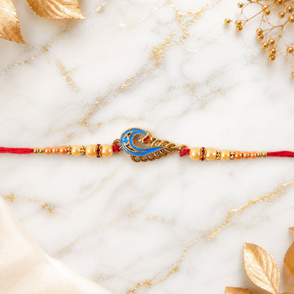 Blue Peacock Meenakari Rakhi for Brother Bhai Raksha Bandhan Festival Special Gift