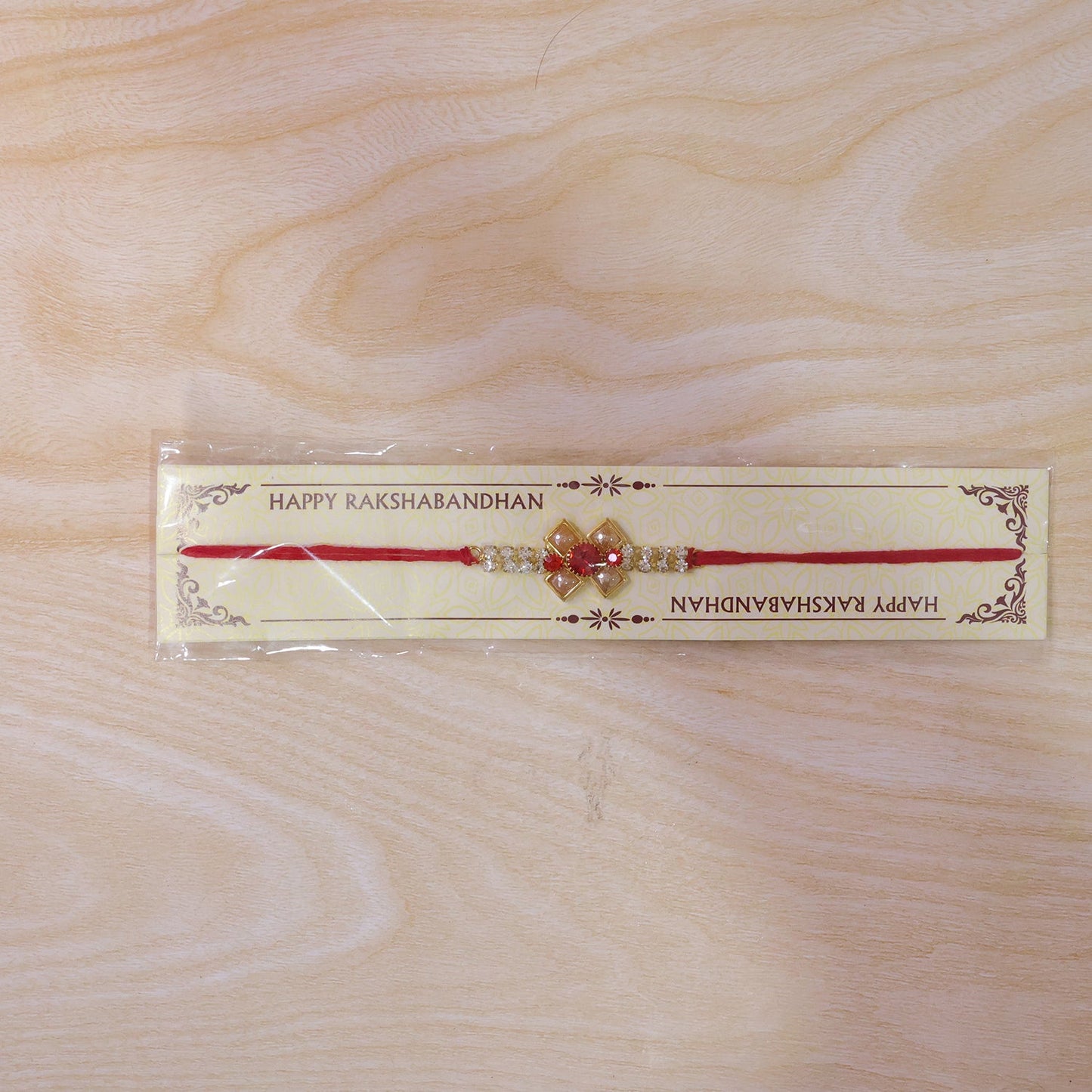 Ruby Flower Pearl Bracelet Rakhi for Brother Bhai Raksha Bandhan Festival Special Gift