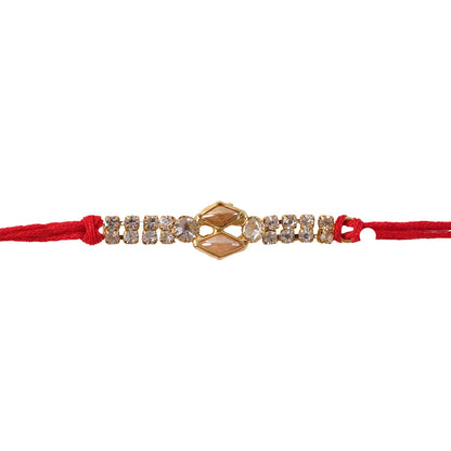 Golden Diamond Stone Bracelet Rakhi for Brother Bhai Raksha Bandhan Festival Gift