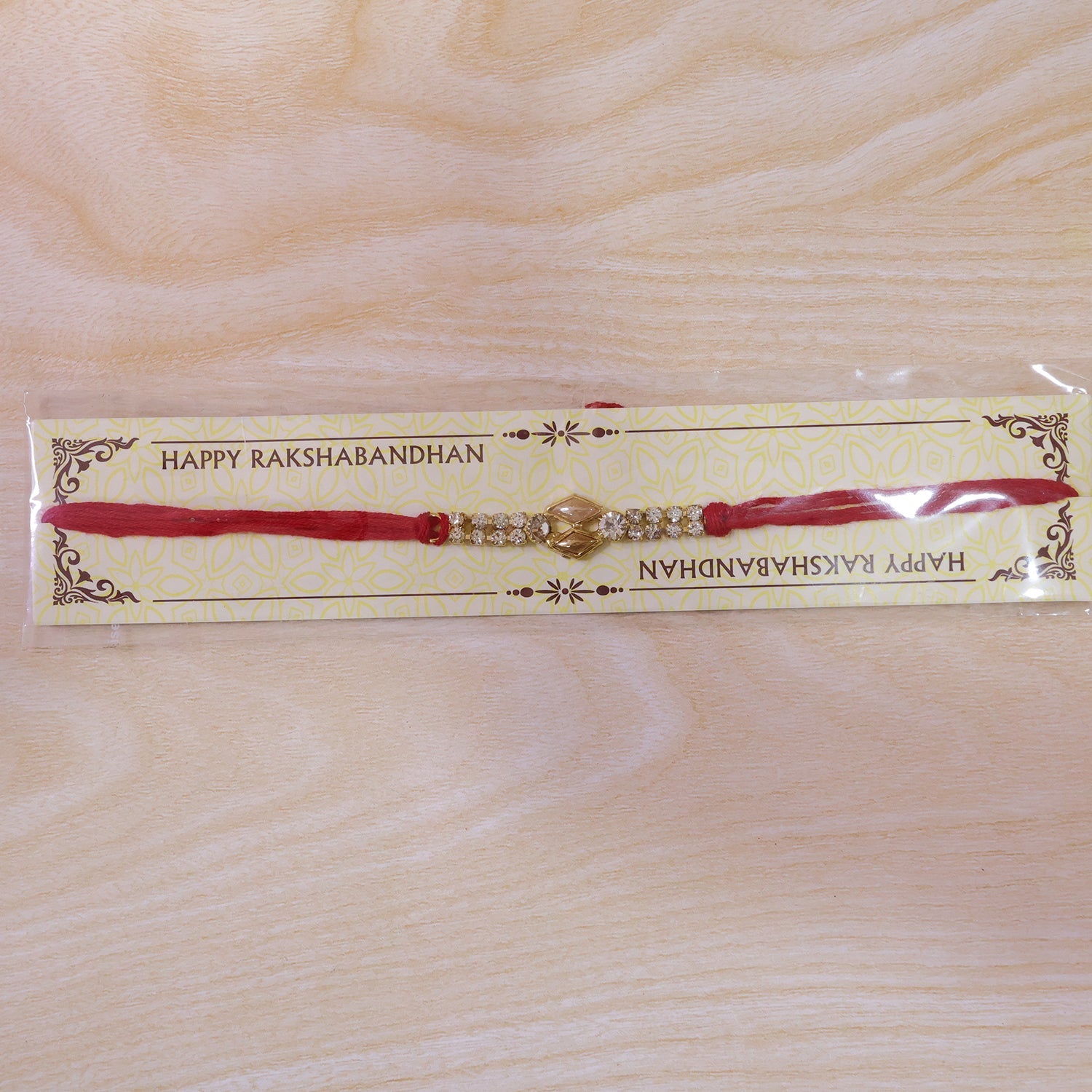 Golden Diamond Stone Bracelet Rakhi for Brother Bhai Raksha Bandhan Festival Gift