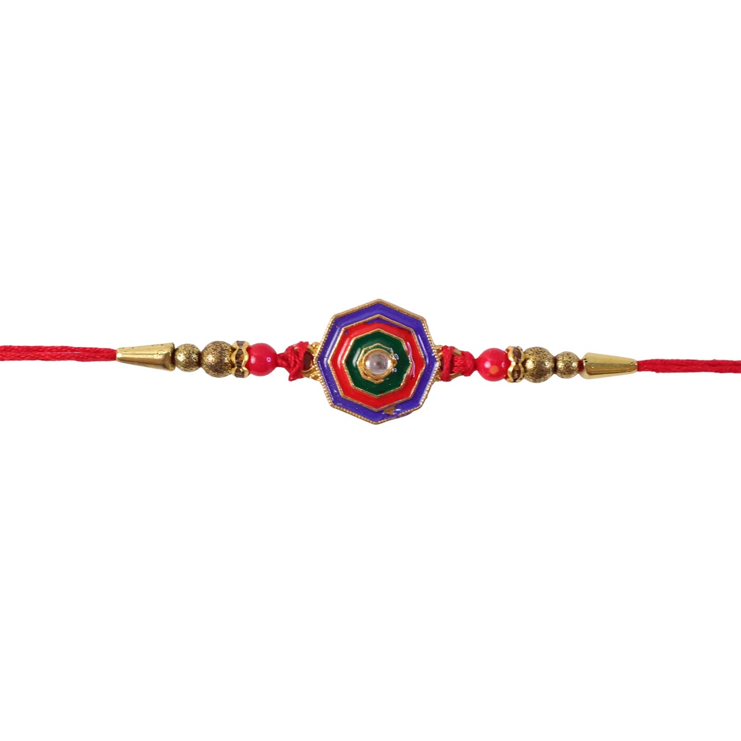 Octagon Meenakari Stone Rakhi for Brother Bhai Raksha Bandhan Festival Special Gift
