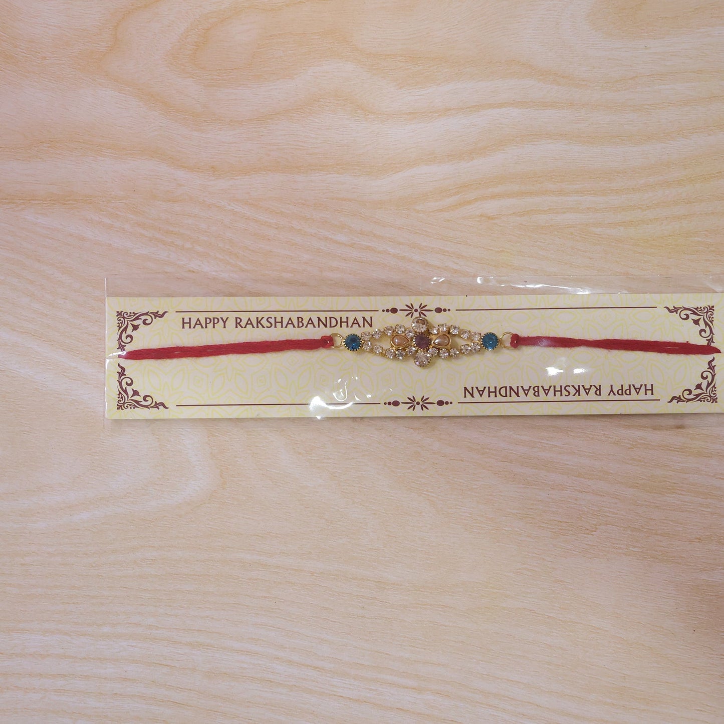 Crystal Flower Blue Stone Rakhi for Brother Bhai Raksha Bandhan Festival Special Gift