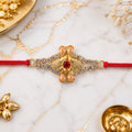 Rakhi for Brother – Pearl Flower Red Stone Festive Raksha Bandhan