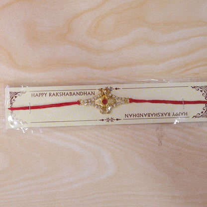 Pearl Flower Red Stone Rakhi for Brother Bhai Raksha Bandhan Festival Special Gift