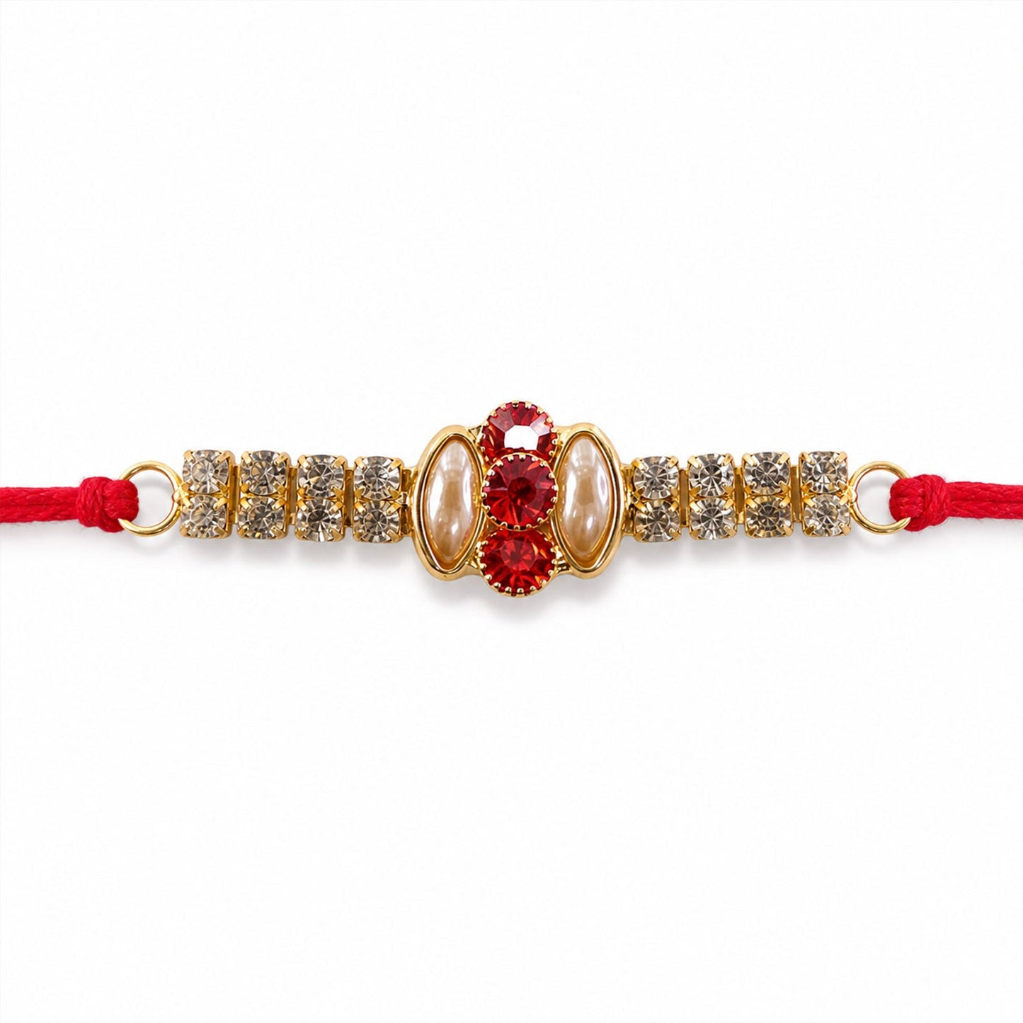 Oval Stone Studded Bar Premium Designer Traditional Rakhi for Brother