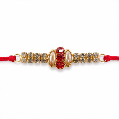 Oval Stone Studded Bar Premium Designer Traditional Rakhi for Brother