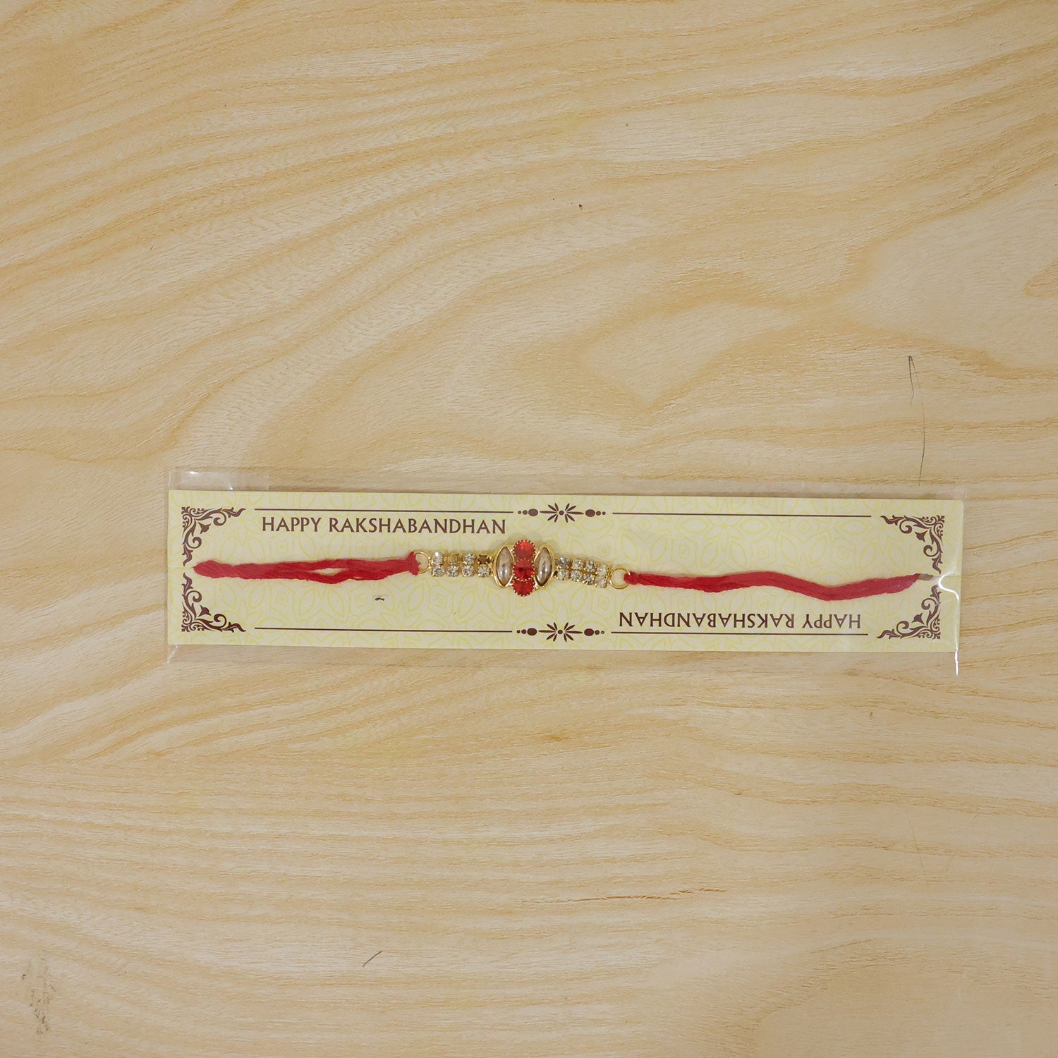 Oval Stone Studded Bar Premium Designer Traditional Rakhi for Brother