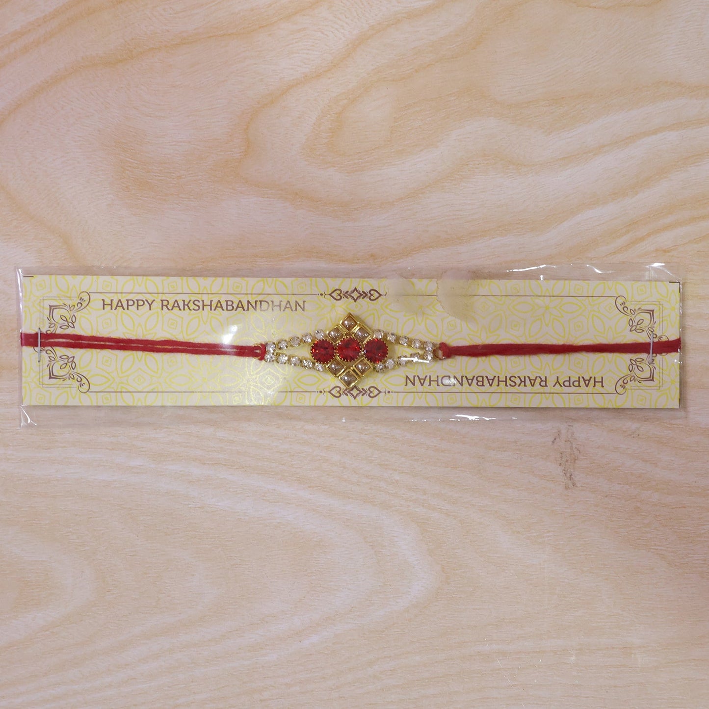 Ruby Floral Stone Bracelet Rakhi for Brother Bhai Raksha Bandhan Festival Special Gift