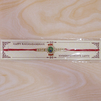 Green Peacock Stone Bracelet Rakhi for Brother Bhai Raksha Bandhan Festival Gift