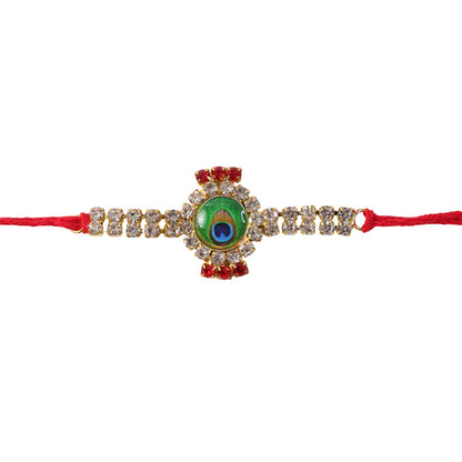 Green Peacock Stone Bracelet Rakhi for Brother Bhai Raksha Bandhan Festival Gift