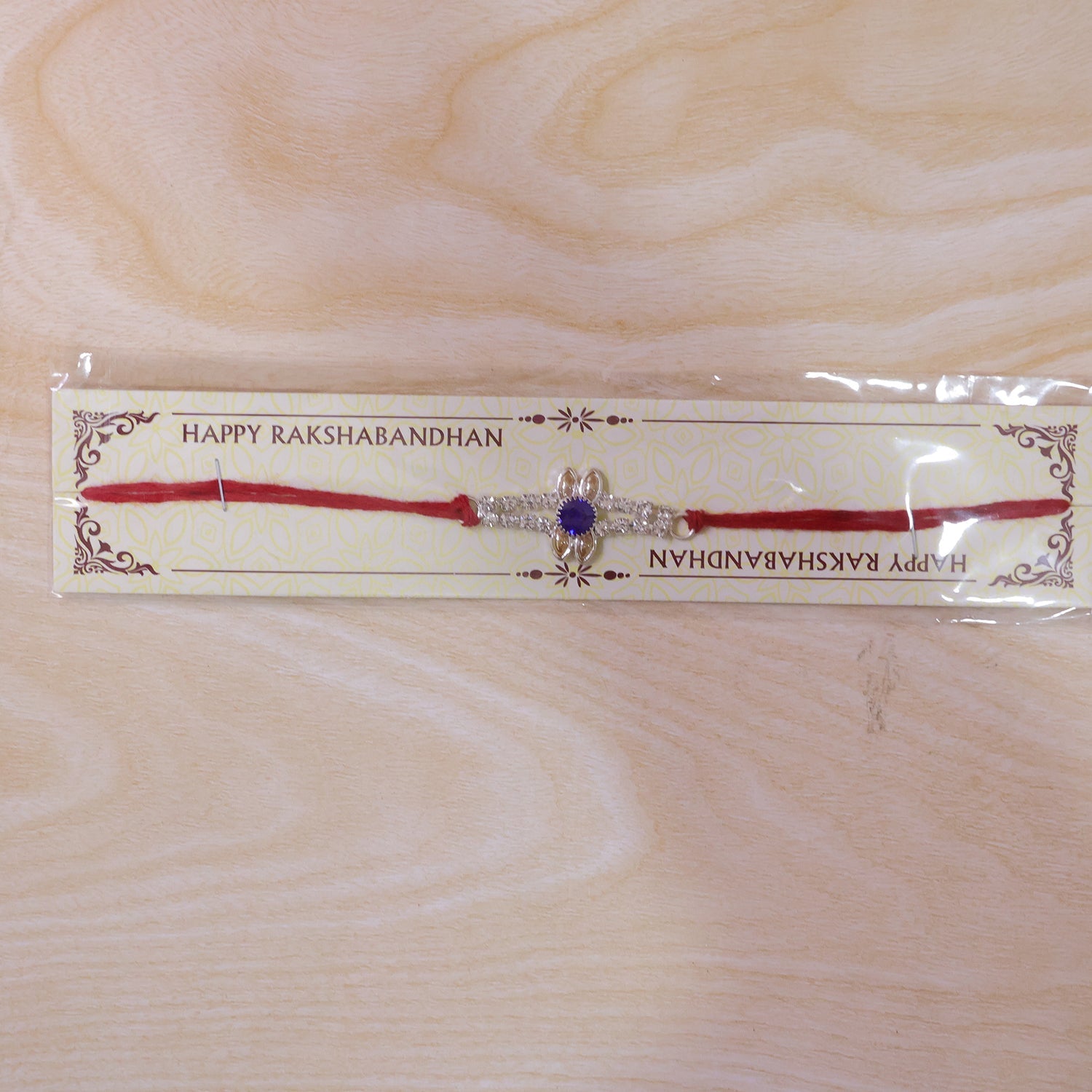 Blue Oval Stone Bracelet Rakhi for Brother Bhai Raksha Bandhan Festival Special Gift
