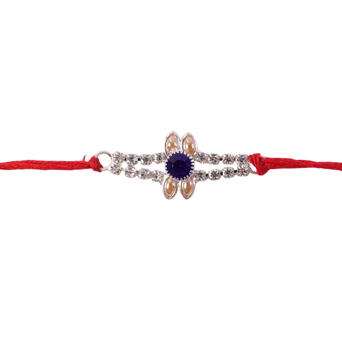 Blue Oval Stone Bracelet Rakhi for Brother Bhai Raksha Bandhan Festival Special Gift