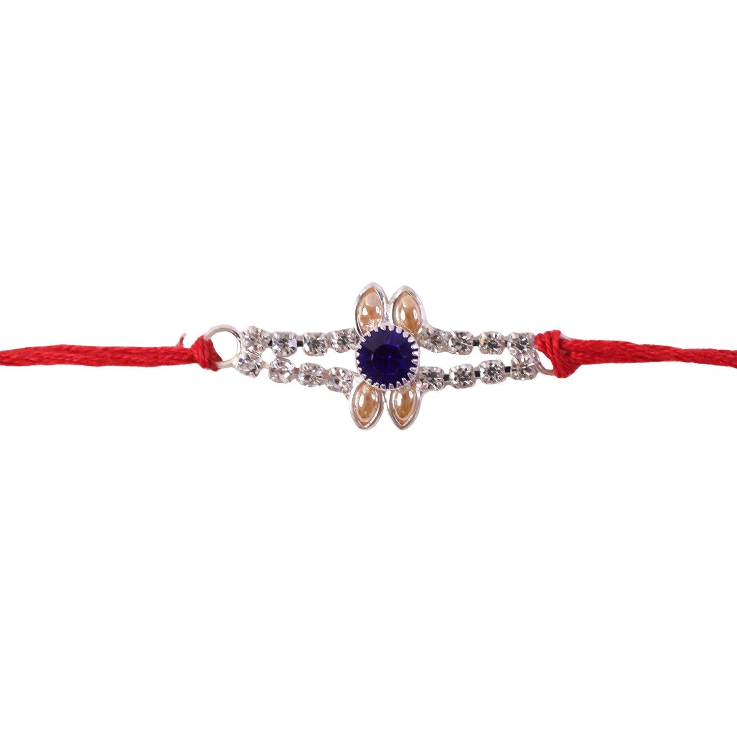 Blue Oval Stone Bracelet Rakhi for Brother Bhai Raksha Bandhan Festival Special Gift