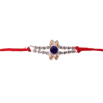 Blue Oval Stone Bracelet Rakhi for Brother Bhai Raksha Bandhan Festival Special Gift