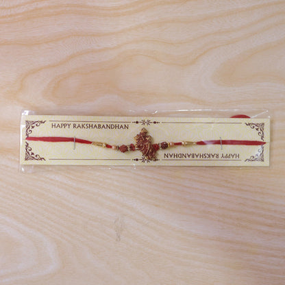 Ganesha Red Beads Charm Rakhi for Brother Bhai Raksha Bandhan Festival Special Gift