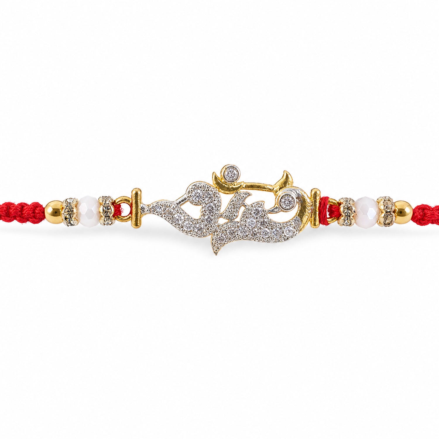 Religious Om Peacock Diamond Rakhi with Beadwork Rakhi for Brother