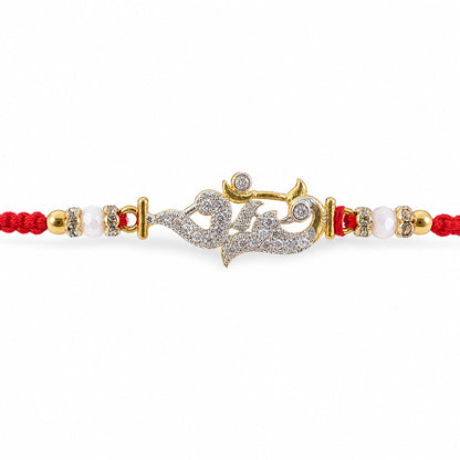 Religious Om Peacock Diamond Rakhi with Beadwork Rakhi for Brother
