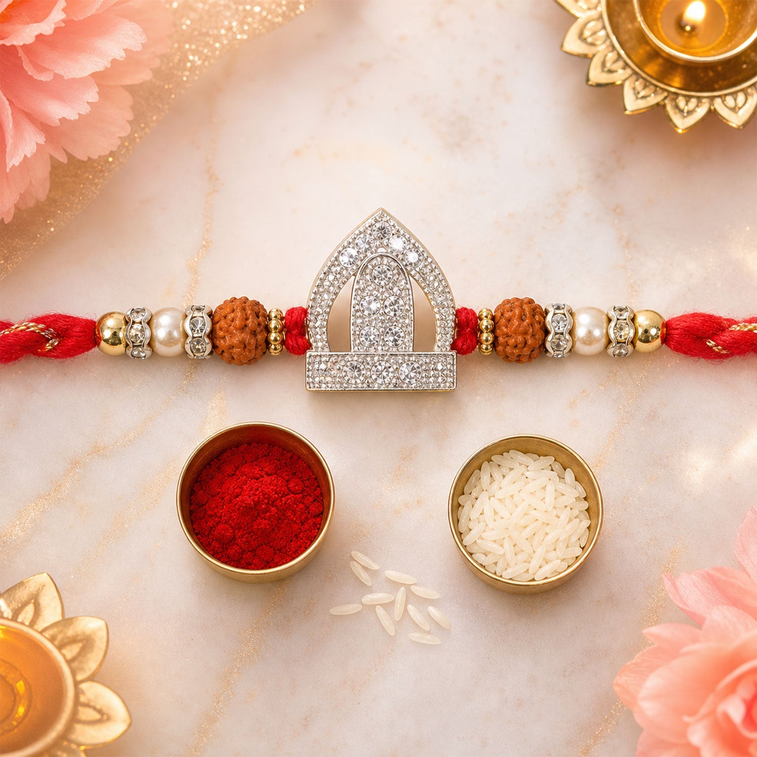 Temple Arch Beaded Designer Premium Traditional Rakhi for Brother