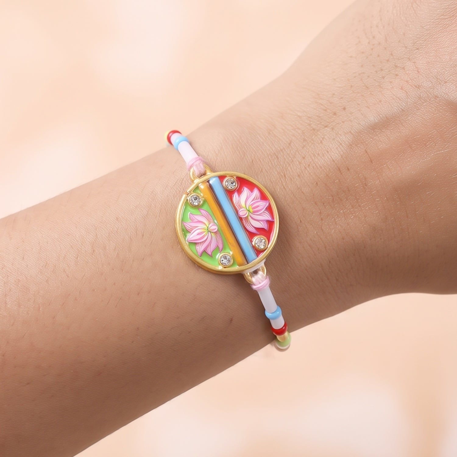 Colorful Disc Pastel Beads Rakhi for Brother Bhai Raksha Bandhan Festival Special Gift