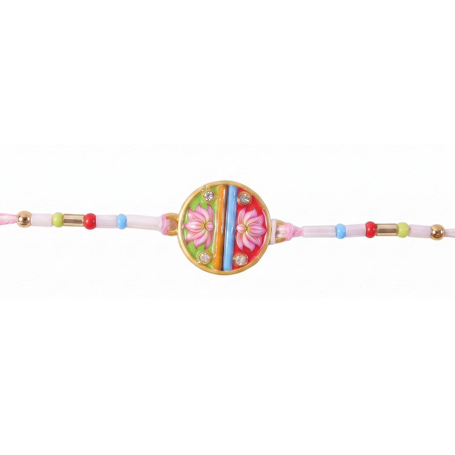 Colorful Disc Pastel Beads Rakhi for Brother Bhai Raksha Bandhan Festival Special Gift