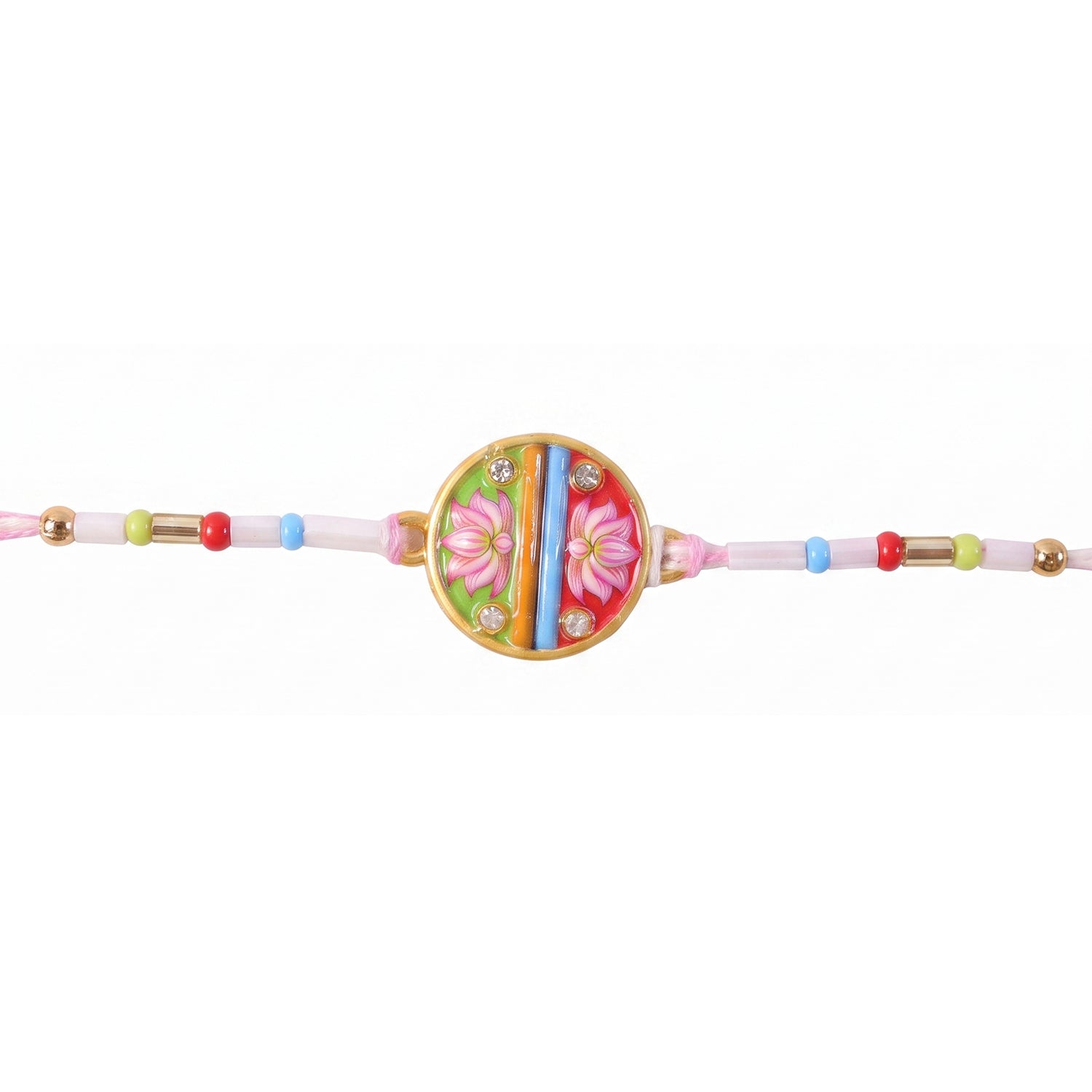 Colorful Disc Pastel Beads Rakhi for Brother Bhai Raksha Bandhan Festival Special Gift