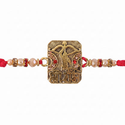 Antique Square Kundan Charm Rakhi for Brother Bhai Raksha Bandhan Festival Special Gift