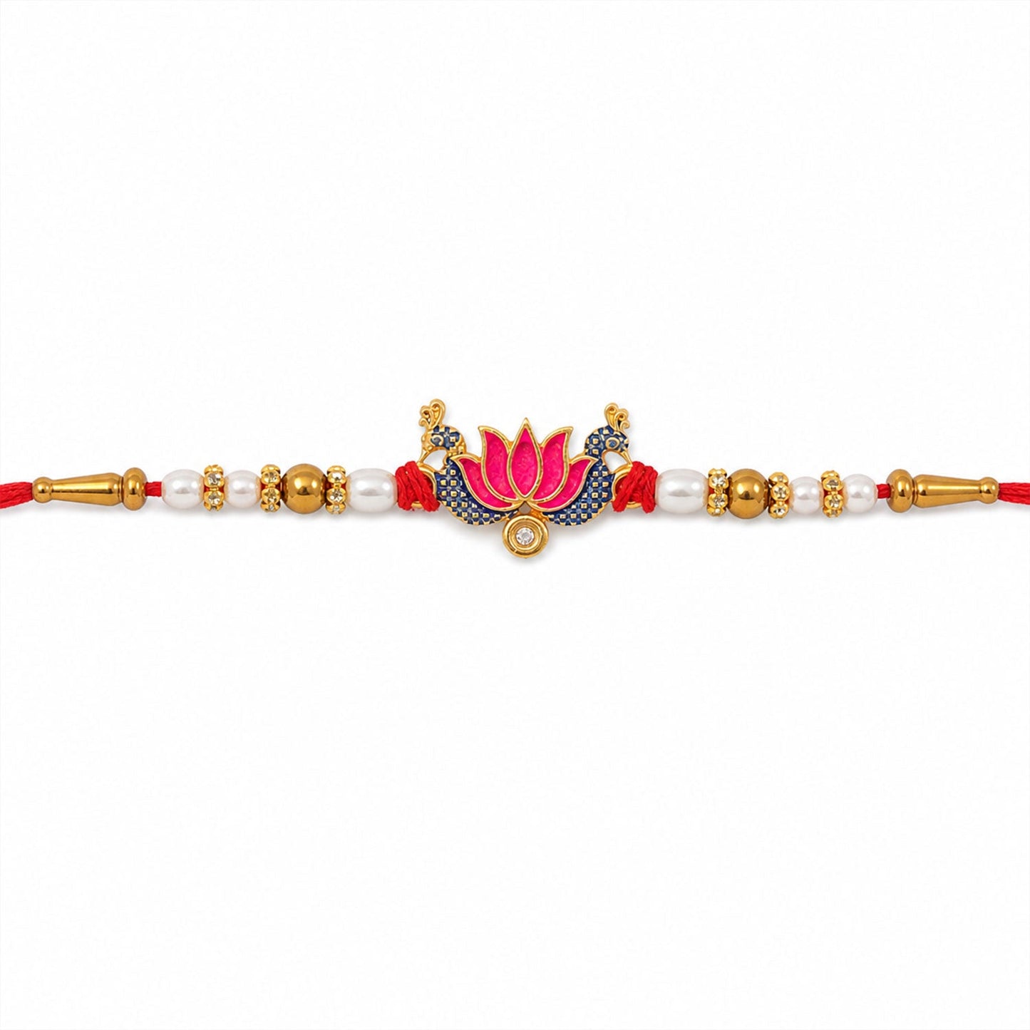 Lotus Motif Beaded Designer Premium Traditional Rakhi for Brother