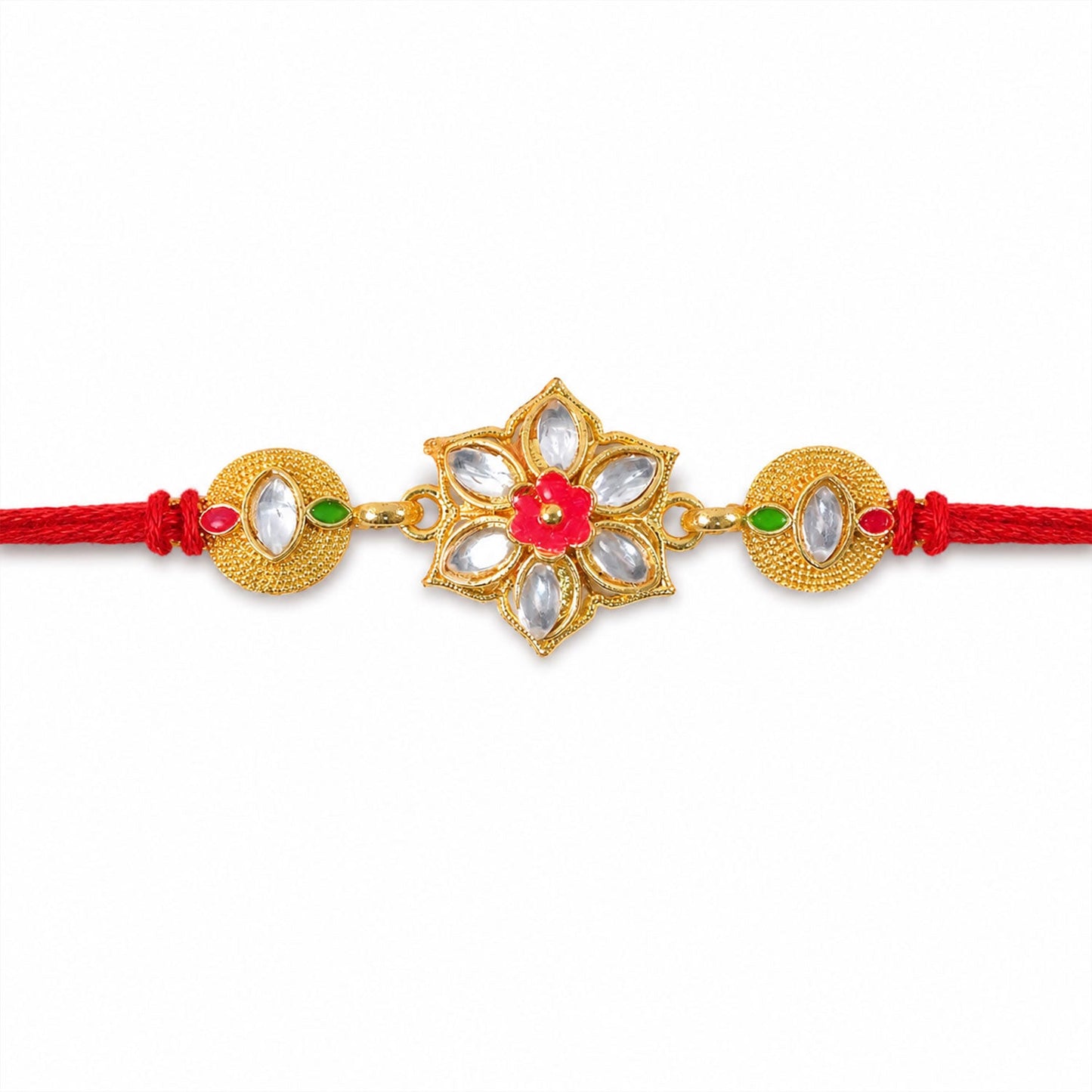 Floral Stone Studded Designer Premium Traditional Rakhi for Brother