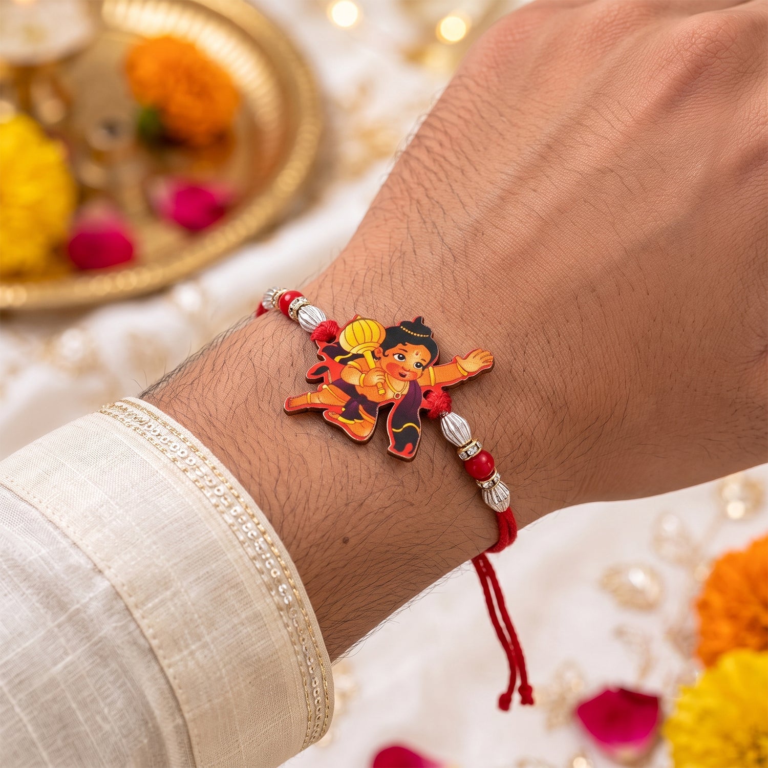 Cute Hanuman Cartoon Rakhi for Brother Bhai Raksha Bandhan Festival Special Gift