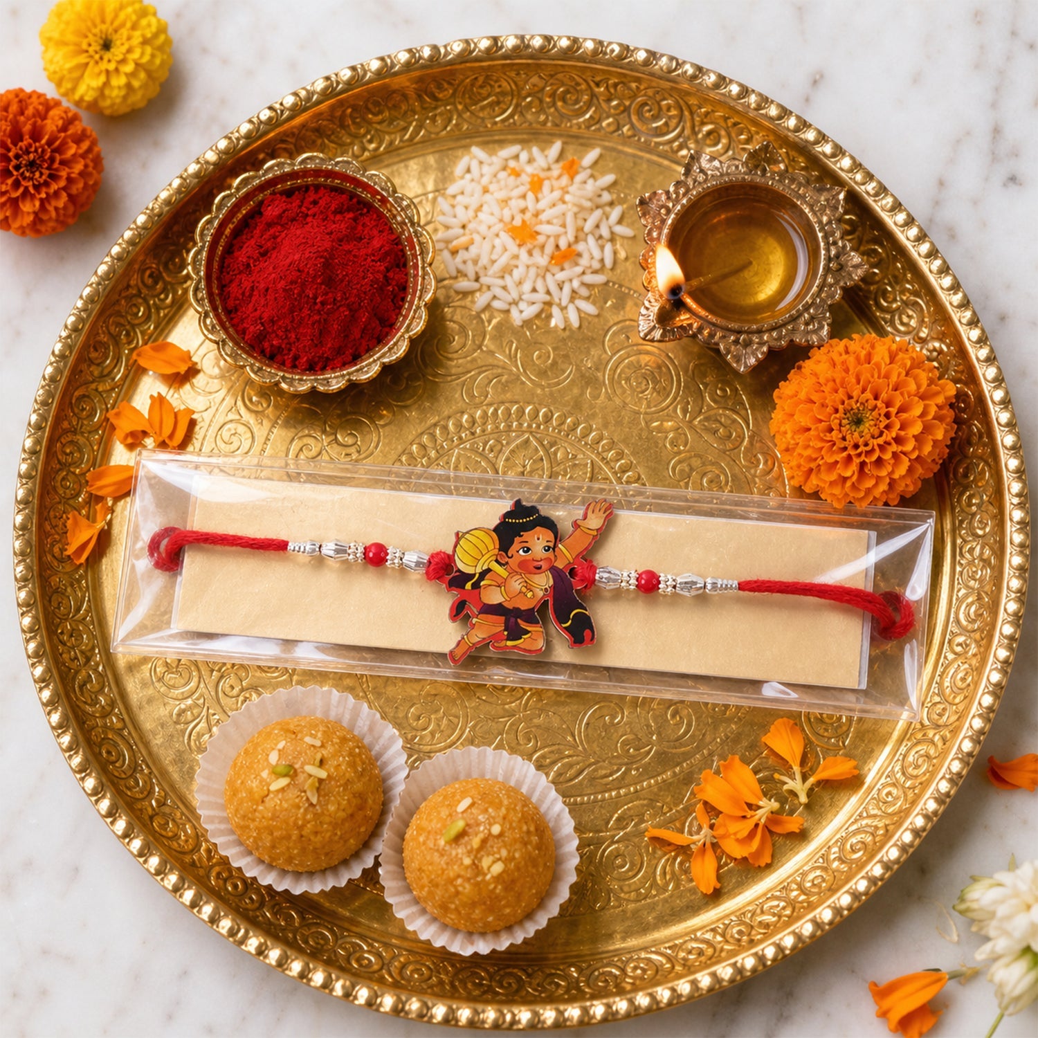 Cute Hanuman Cartoon Rakhi for Brother Bhai Raksha Bandhan Festival Special Gift