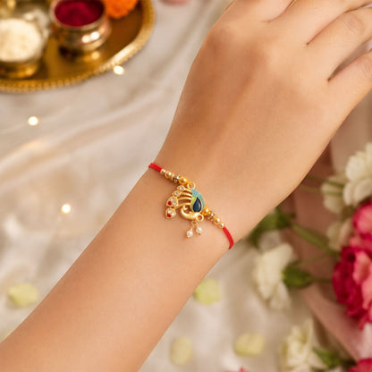Peacock Lumba Hanging Designer Premium Traditional Rakhi for Raksha bandhan