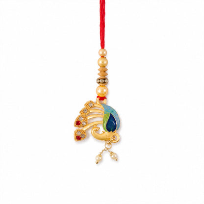 Peacock Lumba Hanging Designer Premium Traditional Rakhi for Raksha bandhan