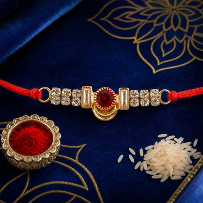 Stone Bar Charm Designer Premium Traditional Rakhi for Brother