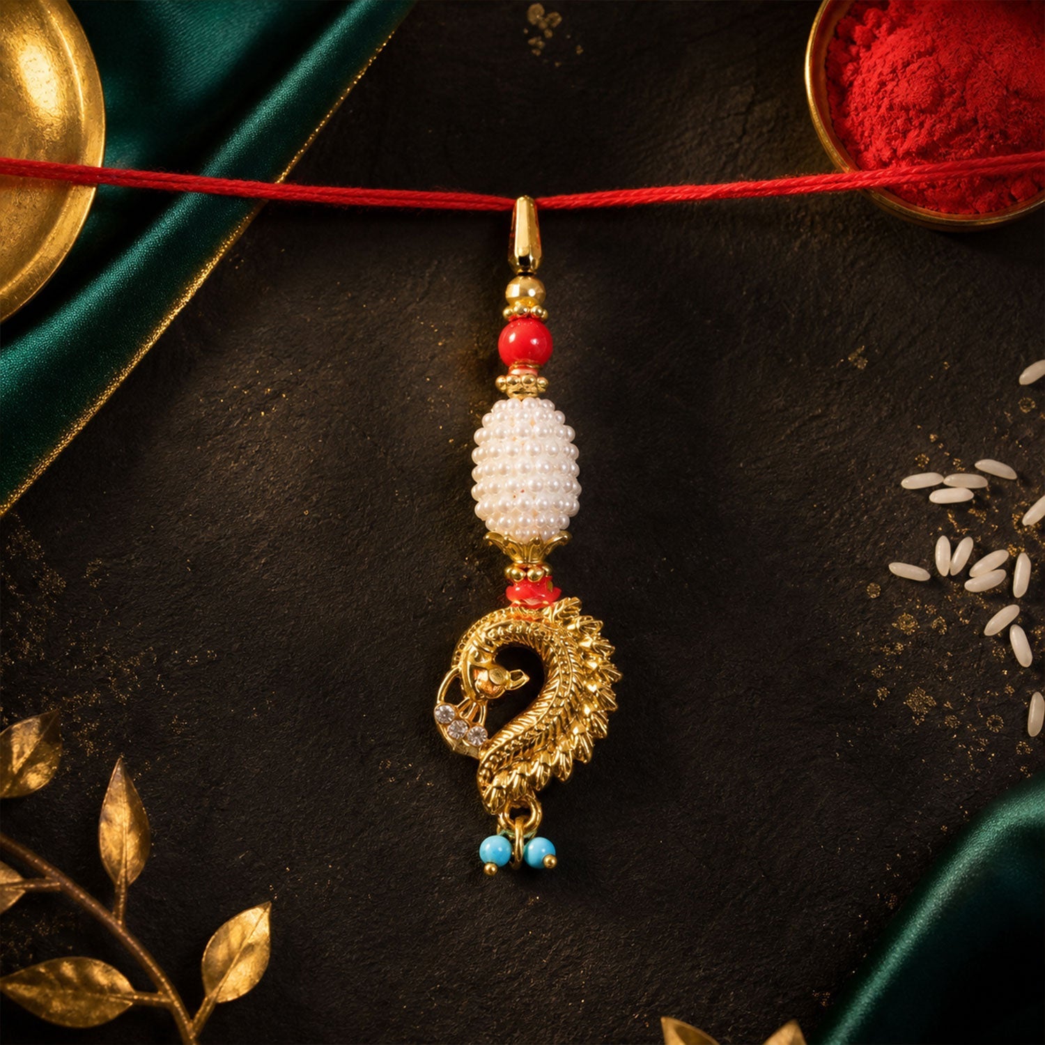 Peacock Lumba Hanging Beaded Premium Designer Rakhi for Raksha Bandhan