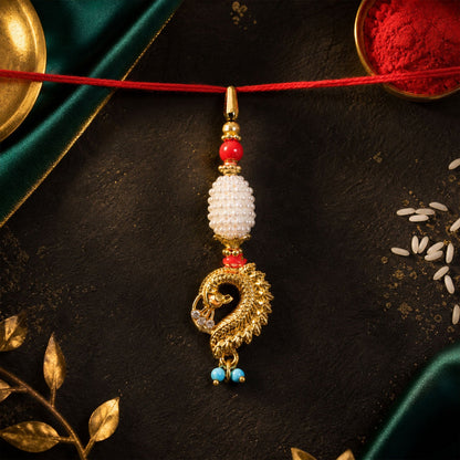 Peacock Lumba Hanging Beaded Premium Designer Rakhi for Raksha Bandhan