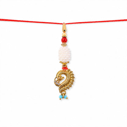 Peacock Lumba Hanging Beaded Premium Designer Rakhi for Raksha Bandhan