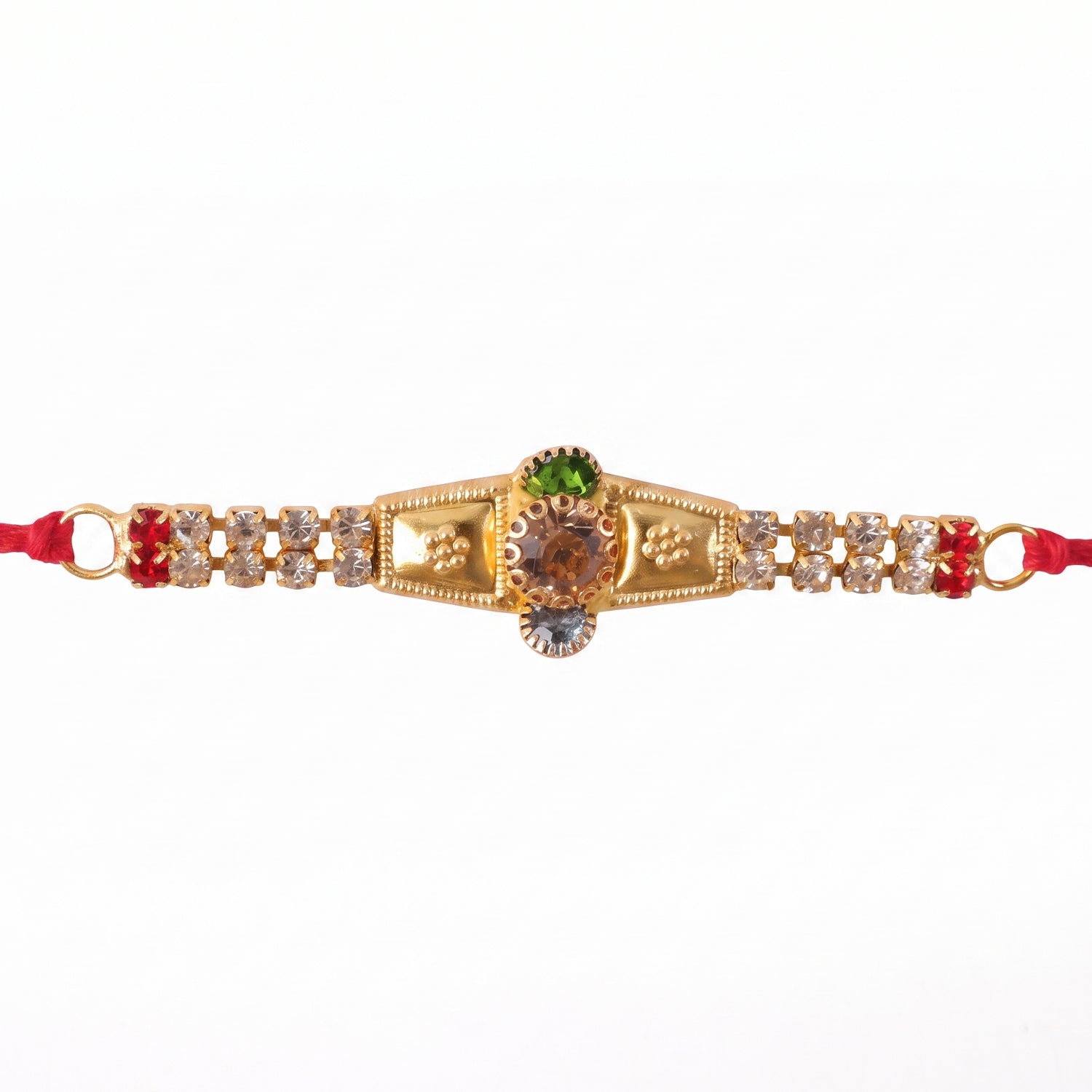 Golden Kundan Bracelet Rakhi for Brother Bhai Raksha Bandhan Festival Special Gift