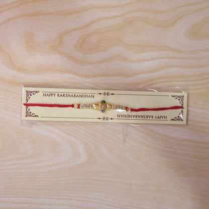 Golden Kundan Bracelet Rakhi for Brother Bhai Raksha Bandhan Festival Special Gift