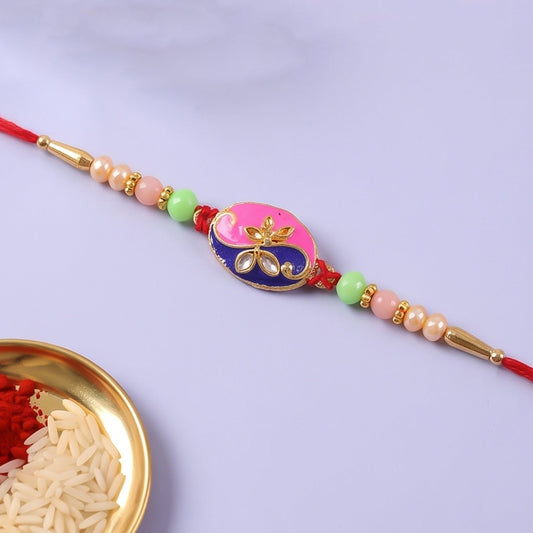 Pink Peacock Meenakari Rakhi for Brother Bhai Raksha Bandhan Festival Special Gift