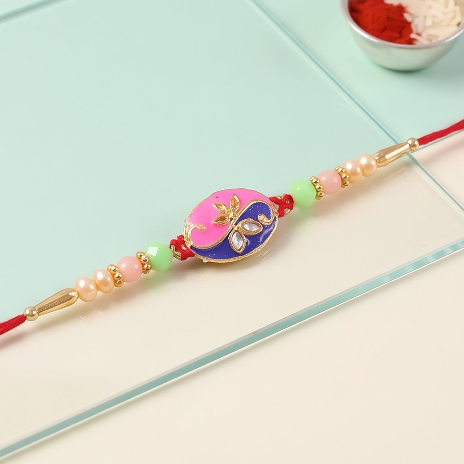 Pink Peacock Meenakari Rakhi for Brother Bhai Raksha Bandhan Festival Special Gift