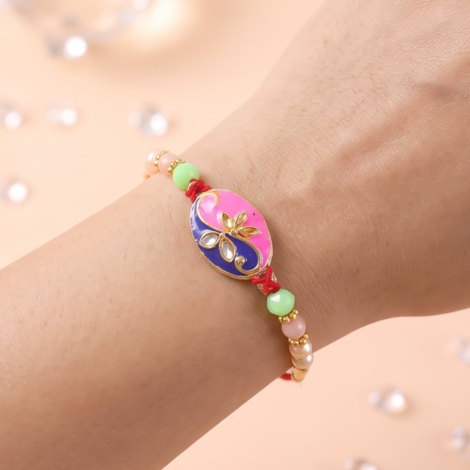 Pink Peacock Meenakari Rakhi for Brother Bhai Raksha Bandhan Festival Special Gift